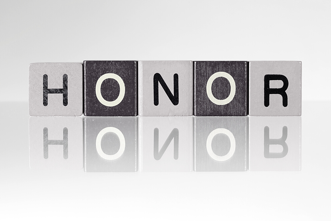 Honor - an inscription from children's blocks